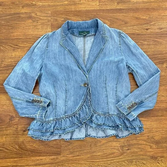 Ralph Lauren jeans chambray denim linen Jacket 16 - Picture 1 of 6